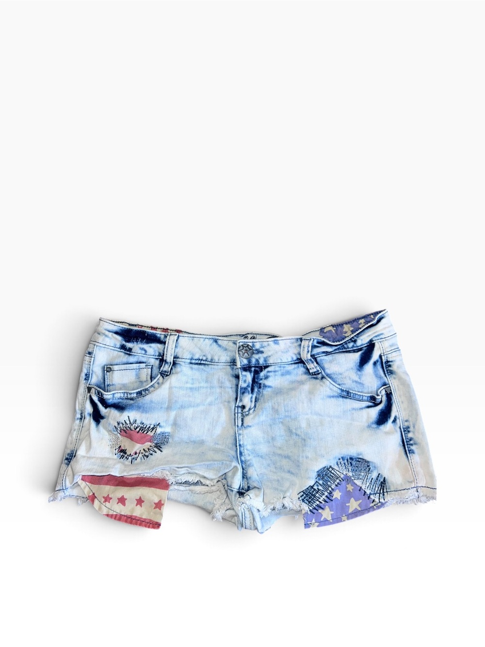 Vanilla Star Patriotic Denim Shorts Juniors 11 Low Rise American Flag